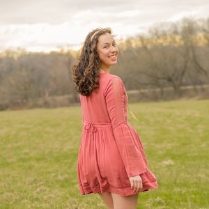 Coral Bell Sleeve Dress